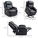 Homcom Electric Power Lift Recliner Chair Vibration Massage Reclining Chair With Remote Control And Side Pocket, Black