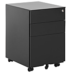 Office Storage Unit Black Steel With Castors 3 Drawers Key-locked Industrial Design Beliani