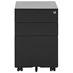 Office Storage Unit Black Steel With Castors 3 Drawers Key-locked Industrial Design Beliani