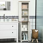 Kleankin Bathroom Cabinet, Tall Storage Cabinet With Door And Adjustable Shelves, 39.5 X 30 X 160 Cm, White