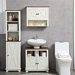 Kleankin Bathroom Cabinet, Tall Storage Cabinet With Door And Adjustable Shelves, 39.5 X 30 X 160 Cm, White