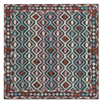 Area Rug Mulitcolour Wool 200 X 200 Cm Flat Weave Hand Tufted Geometric Oriental Pattern Beliani