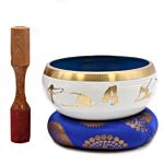 Lrg Yoga Moves Singing Bowl Set- White/blue 14cm