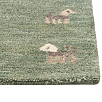 Area Rug Green Wool 140 X 200 Cm Animal Pattern Hand Tufted Living Room Bedroom Traditional Boho Beliani