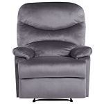 Recliner Chair Grey Velvet Upholstery Push-back Manually Adjustable Back And Footrest Retro Design Armchair Beliani