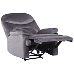 Recliner Chair Grey Velvet Upholstery Push-back Manually Adjustable Back And Footrest Retro Design Armchair Beliani