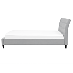 Slatted Bed Frame Grey Polyester Fabric Upholstered Wooden Legs Tufted Headboard 6ft Eu Super King Size Modern Design Beliani