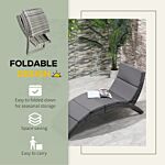 Outsunny Garden Patio Rattan Wicker Folding Sun Lounger Recliner Bed Chair With Cushion For Outdoor, Grey