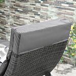 Outsunny Garden Patio Rattan Wicker Folding Sun Lounger Recliner Bed Chair With Cushion For Outdoor, Grey