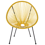 Garden Chair Yellow Pe Rattan Papasan Modern Beliani