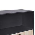 Storage Cabinet Light Wood With Black Particle Board Locker With Open Shelf 2 Door Home Office Modern Beliani