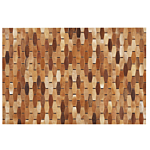 Area Rug Brown Cowhide Leather 140 X 200 Cm Geometrical Pattern Patchwork Beliani