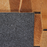 Area Rug Brown Cowhide Leather 140 X 200 Cm Geometrical Pattern Patchwork Beliani