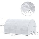 Outsunny 4 X 3 X 2 M Polytunnel Greenhouse With Steel Frame, Reinforced Cover, Zippered Door And 8 Windows For Garden And Backyard, White