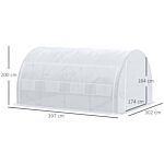 Outsunny 4 X 3 X 2 M Polytunnel Greenhouse With Steel Frame, Reinforced Cover, Zippered Door And 8 Windows For Garden And Backyard, White