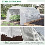 Outsunny 4 X 3 X 2 M Polytunnel Greenhouse With Steel Frame, Reinforced Cover, Zippered Door And 8 Windows For Garden And Backyard, White