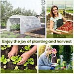 Outsunny 4 X 3 X 2 M Polytunnel Greenhouse With Steel Frame, Reinforced Cover, Zippered Door And 8 Windows For Garden And Backyard, White