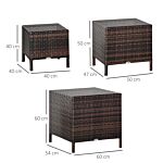 Outsunny Rattan Tea Table Set Garden Furniture 3 Pcs Nest Of Tables Patio Outdoor End Side Table Wicker Conservatory