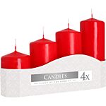 Set Of 4 Pillar Candles Diameter 5cm X Height 11/16/22/33 - Red