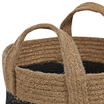 Set Of 2 Storage Baskets Beige And Black Jute Striped Pattern Laundry Bins Boho Accessories Beliani