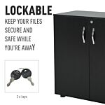 Vinsetto 2-tier Locking Office Storage Cabinet File Organisation W/ Feet Melamine Coating Aluminium Handles 2 Keys Stylish Black