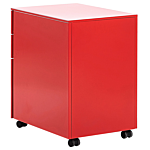 Storage Cabinet Red Metal 3 Drawers Key Lock Castors Industrial Office Beliani