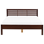 Bed Dark Wood Eu King Size 5ft3 Headboard Slatted Beliani