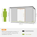 Outsunny Corrugated Garden Metal Storage Shed Outdoor Equipment Tool Box With Kit Ventilation Doors 9x 4ft Light Grey