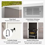 Outsunny Corrugated Garden Metal Storage Shed Outdoor Equipment Tool Box With Kit Ventilation Doors 9x 4ft Light Grey