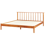 Bed Light Pine Wood Eu Super King Size 6ft With Headboard Slatted Base Minimalistic Rustic Style Beliani