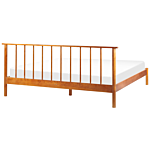 Bed Light Pine Wood Eu Super King Size 6ft With Headboard Slatted Base Minimalistic Rustic Style Beliani