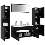 Vidaxl Bathroom Furniture Set Black Engineered Wood