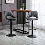 Homcom Barstools Set Of 2 Adjustable Swivel Height Gas Lift Pu Leather Counter Chairs With Footrest