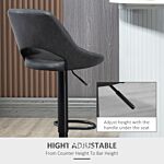 Homcom Barstools Set Of 2 Adjustable Swivel Height Gas Lift Pu Leather Counter Chairs With Footrest