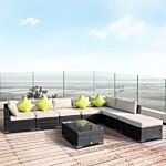 Outsunny 8 Piece Sofa Rattan Garden Furniture Aluminium Outdoor Patio Set Wicker Seater Table - Black