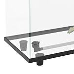 Pawhut 28l Glass Turtle Tank Aquarium With Basking Platform, Easy-drain, Strip Patch Thermometer