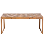 Garden Dining Table Light Acacia Wood 180 X 90 Cm Rectangular Top Rustic Style Beliani