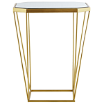 Set Of 2 Side Tables Metal Gold Base Glass Mirrored Round Top Decorative Glam Beliani