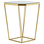Set Of 2 Side Tables Metal Gold Base Glass Mirrored Round Top Decorative Glam Beliani