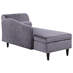 Chaise Lounge Grey Velvet Upholstery With Storage Right Hand With Bolster Beliani