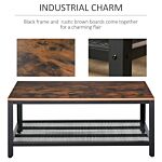 Homcom Coffee Table Industrial Site Table Living Room Storage Shelf Metal Frame Two-tone Modern Organiser