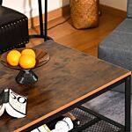 Homcom Coffee Table Industrial Site Table Living Room Storage Shelf Metal Frame Two-tone Modern Organiser