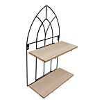 Black Metal Arch With 2 Wooden Shelves