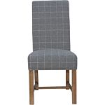 Woolen Upholstered Chair Check Grey/oak