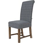 Woolen Upholstered Chair Check Grey/oak