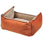 Pet Bed Orange Beige Polyester 50 X 35 Cm Reversible Velvet Rectangular Dog Cat Soft Cuddler Cushion Living Room Bedroom Beliani