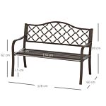 Outsunny Outdoor Garden Bench Antique Style Cast Iron 2 Seater Patio Porch Park Loveseat Chair Seater - Brown