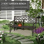 Outsunny Outdoor Garden Bench Antique Style Cast Iron 2 Seater Patio Porch Park Loveseat Chair Seater - Brown