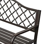 Outsunny Outdoor Garden Bench Antique Style Cast Iron 2 Seater Patio Porch Park Loveseat Chair Seater - Brown