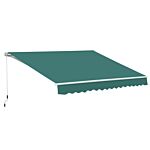 Outsunny 3.5 X 2.5 M Garden Patio Manual Awning Canopy Sun Shade Shelter With Winding Handle - Green